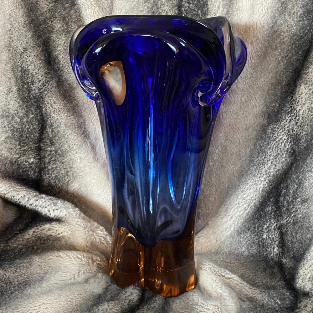 Stunning Very Heavy Multi Color Murano Style Vintage Large Vase - Picture 4 of 16